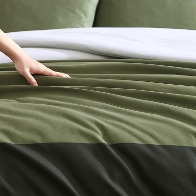 Skyline Green and Gray Reversible Microfiber Twin Duvet Set