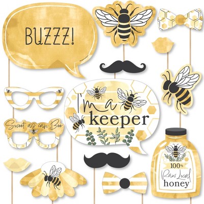 Big Dot of Happiness Little Bumblebee - Bee Baby Shower or Birthday Party  Photo Booth Props Kit - 20 Count