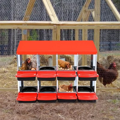 Chicken Nesting Boxes, Chicken Egg Laying Box with Chicken Perch, Metal Roll Away Nest Box for Chicken Coop Hens Poultry