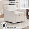 Teddy Fabric 360° Swivel Accent Chair with Rivets Detail for Living Room and Bedroom - 3 of 4