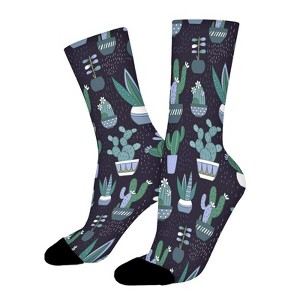 Cactus Plant Women Printed Crew Socks Funny Funky Socks Soft Polyester Novelty Gifts for Artists Men - 1 of 1