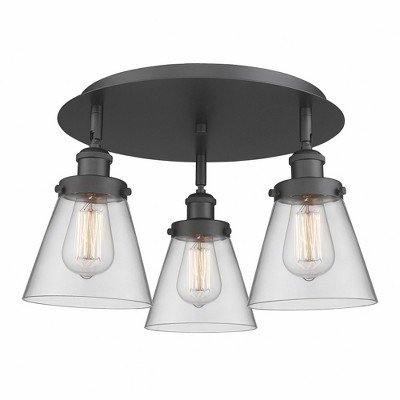Cone - 3 Light Flush Mount In Art Deco Style-9.25 Inches Tall and 18 Inches Wide