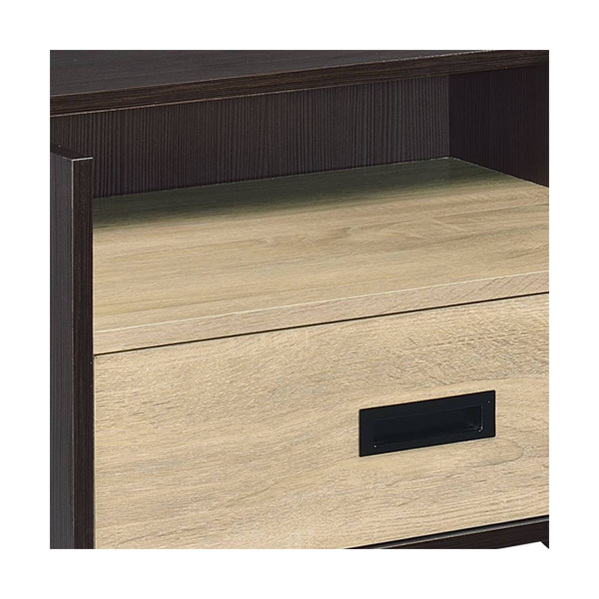 21" Melkree Accent Table Oak/Black Finish - Acme Furniture: Industrial Look, Storage Drawer - thumbnail 4