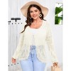 Women's Plus Size Tie Front Cardigan Sweaters Long Sleeve Bow Sweater Fall Winter Trendy Outerwear Tops - 3 of 4