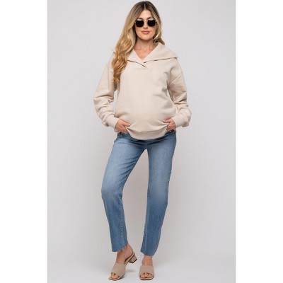 PinkBlush Light Blue Raw Hem Straight Maternity Jeans