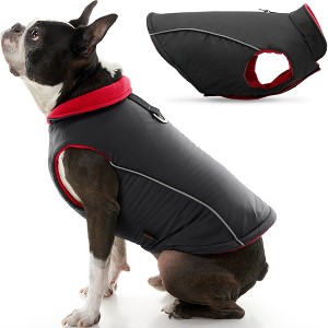 Gooby Sports Vest, Fleece Lined Small Dog Cold Weather Jacket Coat Sweater with Reflective Lining, Black, Large - 1 of 1