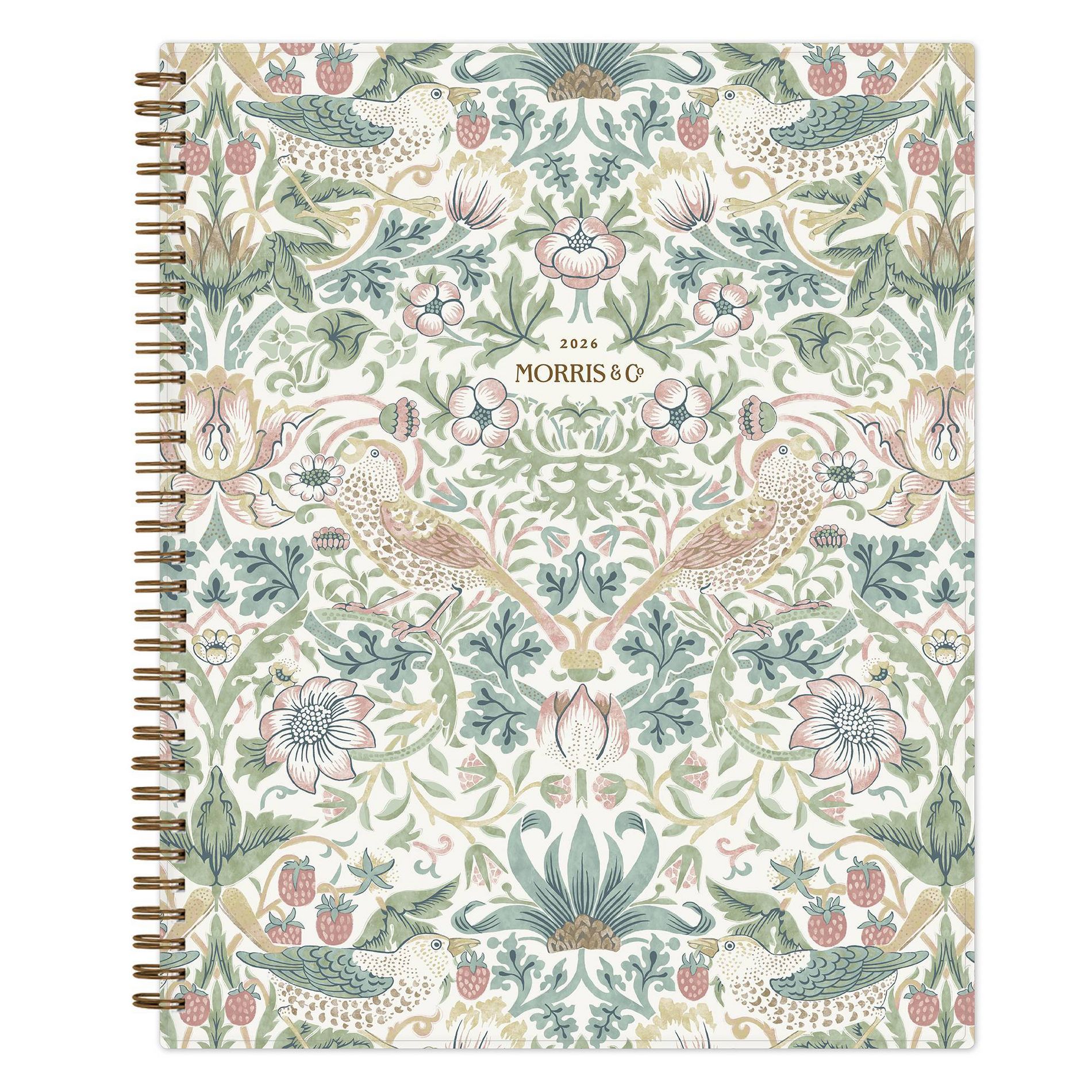 Morris & Co. by Blue Sky 8.5"x11" 2026 Weekly/Monthly Wirebound Planner Printed Strawberry Thief