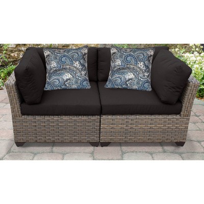 Monterey 2pc Outdoor Wicker Sectional Loveseat with Cushions - Black - TK Classics