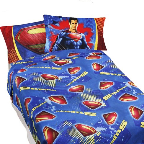 Superman Full Sheet Set 4pc Super Steel Bedding Accessories Dc