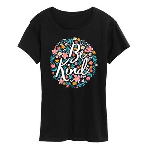 Women's - Instant Message - Be Kind Flowers Short Sleeve Graphic T-Shirt - 1 of 4