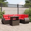 vidaXL 6 Piece Garden Sofa Set with Cushions Brown Poly Rattan - without storage - 2 of 4