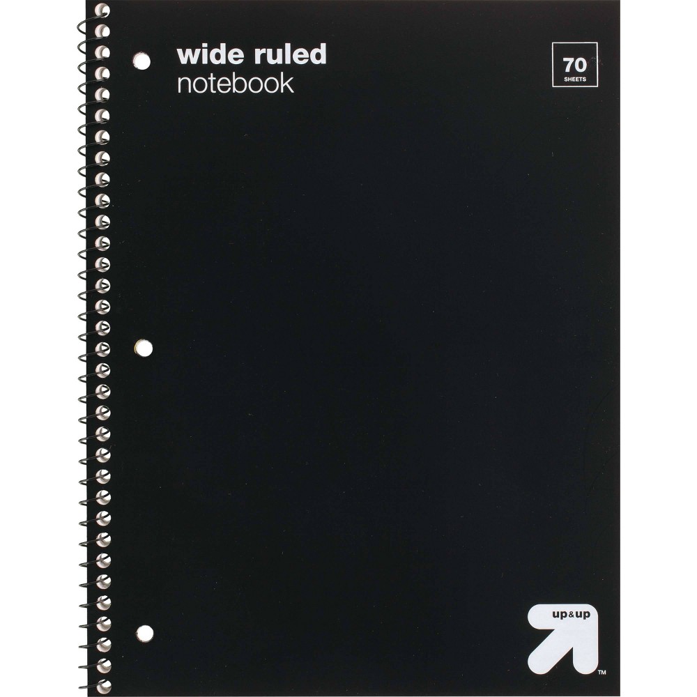 Photos - Notebook Wide Ruled Black 1 Subject Flexible Plastic Cover Spiral  - up & u