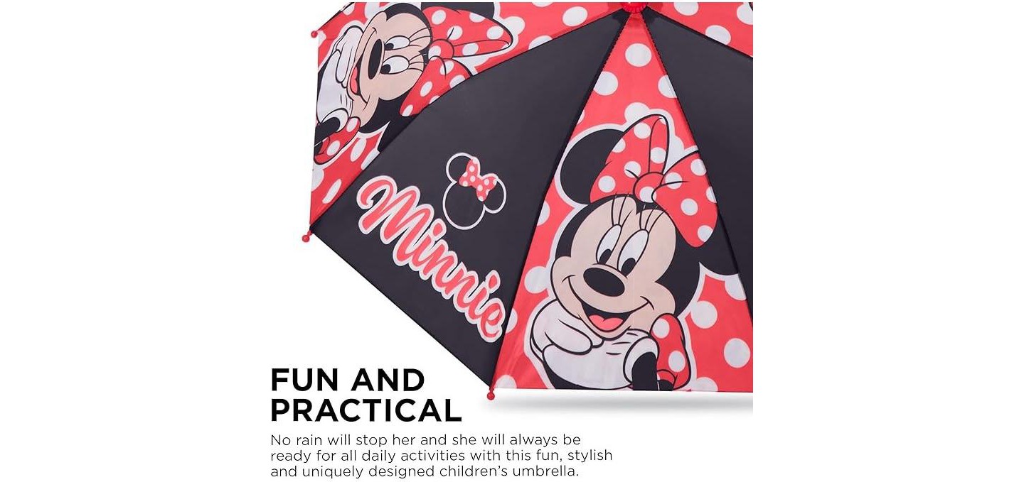 Disney Minnie Mouse Girl's Umbrella and Raincoat Set, Kids Ages 4-5 (red), цвет: Красный — фото 3