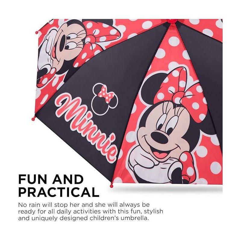 Minnie Mouse Girl's Umbrella and Raincoat Set, Kids Ages 2-5 (red), 3 of 7