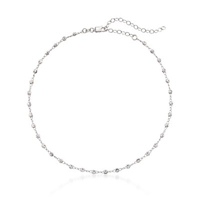 Ross-Simons Sterling Silver Beaded Choker Necklace Size 12