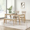 LOVSON 6-piece Dining Table Set, One Table One Bench and Four Chairs, High Gloss White Tabletop With Light Oak Color - 3 of 4