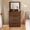 KTMBDW 3 in 1 Vanity Desk with Flip Top Mirror, Modern Glass Top Small Makeup Vanity, Compact Vanity with 3 Drawers and Cushioned Stool - 2 of 4