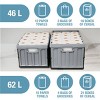 CleverMade Collapsible 3pk 46L 100% Recycled Storage Bin with Lid Stone - 4 of 4