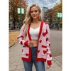 Women's Knit Cardigan Sweaters V-Neck Valentine's Day Peach Knitted Cardigan Fall Winter Jacket with Pocket,L,Pink - 2 of 3
