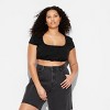 Women's Puff Cap Sleeve Scoop Neck Bubble Top - Wild Fable™ - 2 of 3