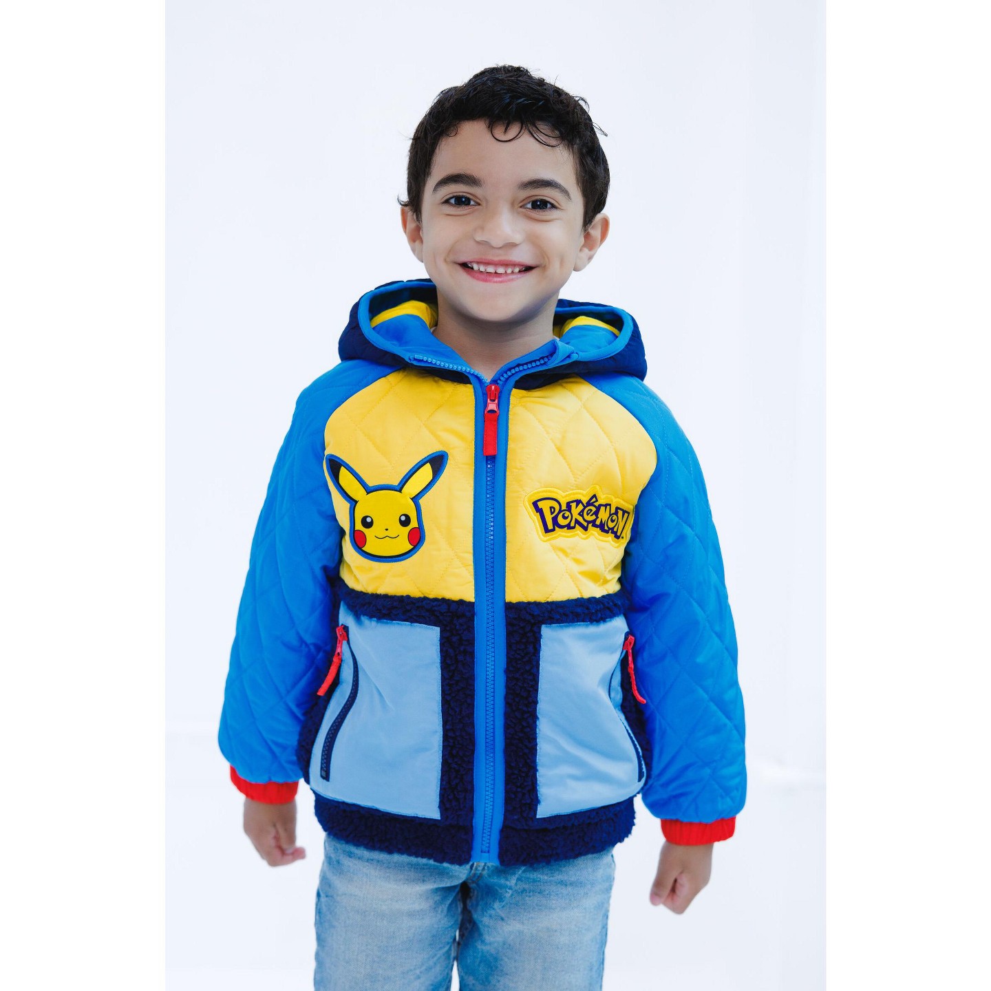 Куртка Pokemon Zip Front Hooded Graphic Coat Navy Yellow Pikachu для мальчиков, цвет: Тёмно-синий — фото 2