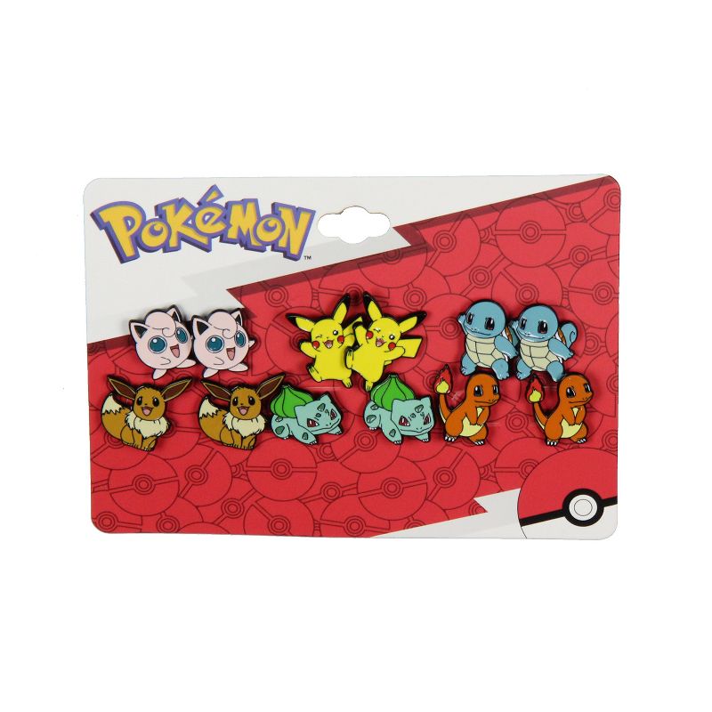 Pokemon Earrings Fashion Jewelry Enamel Character Stud Earrings Set 6 Pack Multicoloured, 3 of 4