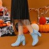 BLISSFUL STEP Women's Back to College Party Ruffle Pointed Toe Block Heel Ankle Boots - 2 of 4