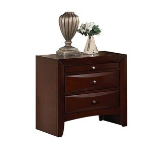 Royal Hampton Style Wooden Nightstand with Three Drawers and Metal Knobs, Brown - 1 of 1