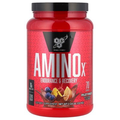 BSN Amino X Muscle Recovery & Endurance Powder with BCAAs, Intra Workout Support, 10 Grams of Amino Acids, Keto Friendly, Caffeine Free, Flavor: Fruit