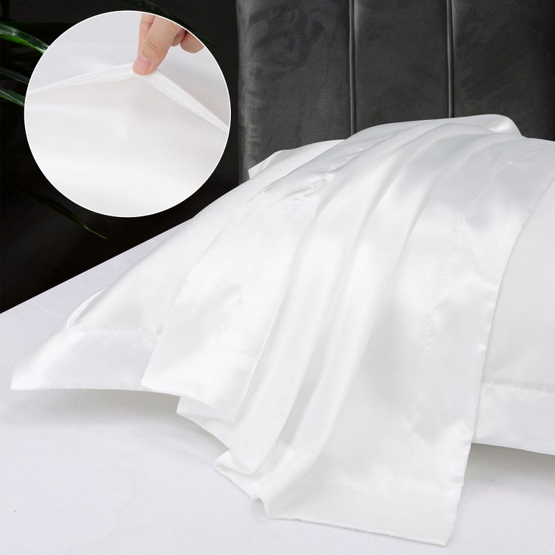PiccoCasa Satin Silky Pillow Envelope Closure Soft Pillowcases 2 Pcs, 4 of 7