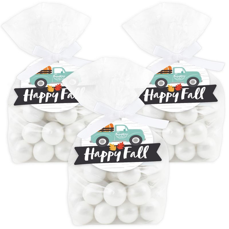 Big Dot of Happiness Happy Fall Truck - Harvest Pumpkin Party Clear Goodie Favor Bags - Treat Bags With Tags - Set of 12, 1 of 8