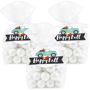 Big Dot of Happiness Happy Fall Truck - Harvest Pumpkin Party Clear Goodie Favor Bags - Treat Bags With Tags - Set of 12