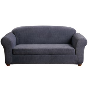 Stretch Royal Diamond Sofa Slipcover Storm Blue - Sure Fit