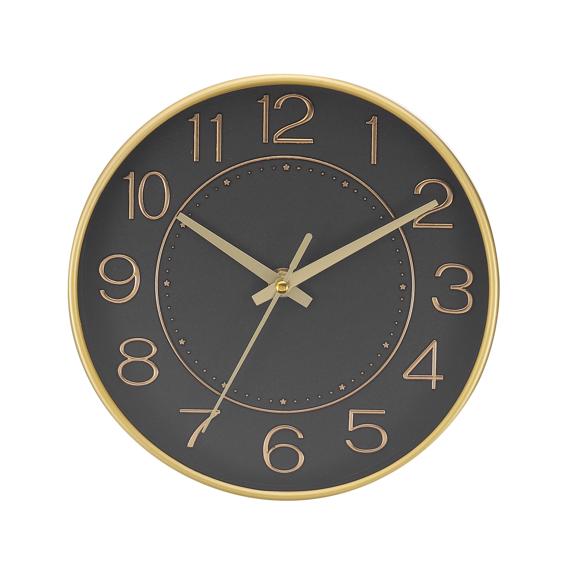 Unique Bargains Decorative Quartz Battery Operated Silent Non-Ticking Round Wall Clocks 8" Gold Tone/Black