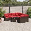 vidaXL 9 Piece Patio Sofa Set with Cushions Brown Poly Rattan - Brown and Red - 2 of 4