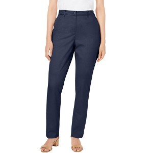 Jessica London Women's Plus Size Petite Stretch Cotton Chino Straight Leg Pant - 1 of 4