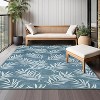 Modern Leaves Pattern Outdoor/Indoor Rug - Low Pile, Non-Shedding & Easy-Care - 2 of 4