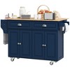 HOMCOM Rolling Kitchen Island Drop Leaf, Kitchen Cart on Wheels, Solid Wood Top Breakfast with Storage Drawers, Cabinets and Spice Rack - 4 of 4