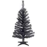3ft National Christmas Tree Company Black Tinsel Artificial Christmas Tree with Plastic Stand