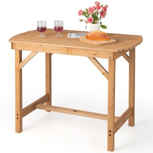 Costway Patio Outdoor Fir Wood Dining Table 1.5'' Umbrella Hole Backyard Garden Natural - 1 of 4