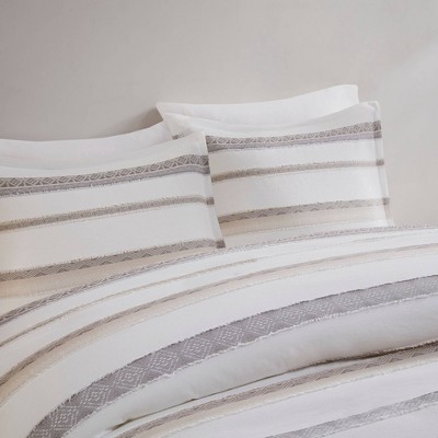Neutral Clipped Jacquard King/Cal King Duvet Cover Set