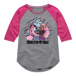 Girls' - Mattel - Bestie Big Hug Shirt Tail Raglan Graphic T-shirt - 1 of 4
