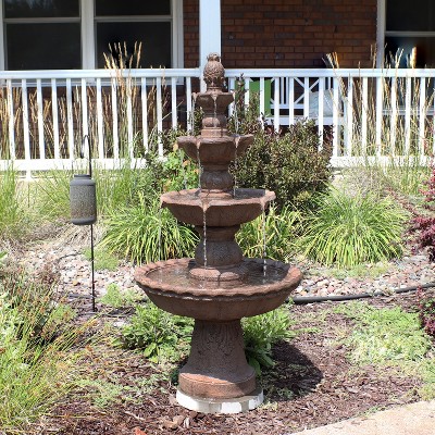 Tan Fiberglass Resin 4-Tier Pineapple Outdoor Water Fountain