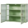 Removable Wall Cabinet, 24''X27'' Double Windowpane Glass Doors Over The Toilet Bathroom Wall Cabinet Adjustable Shelves, Tempered Glass + Iron - 3 of 4