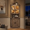 Tall Farmhouse Corner Storage Cabinet with Built-In Lights, Glass Door and Adjustable Shelves, Perfect for Living Room, Kitchen Organization - 3 of 4