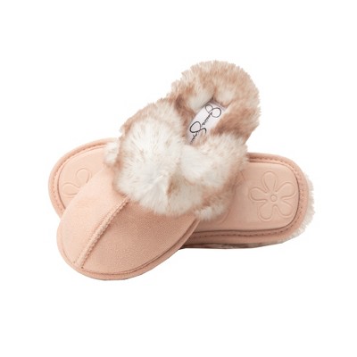 Jessica Simpson Girl's Micro-suede Scuff Slippers - Pink/large : Target