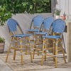 Kinner 4pk Outdoor Aluminum French Bar Stools - Dark Teal/White/Bamboo - Christopher Knight Home - 2 of 4