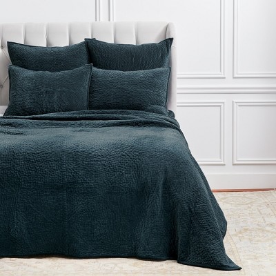 Vela Ink Blue Cotton Velvet Standard Sham