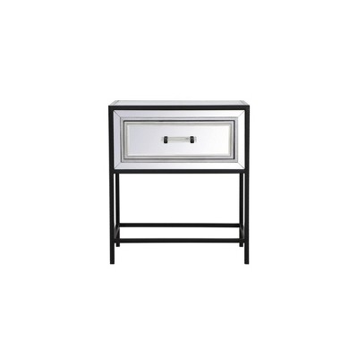 Elegant Lighting 21 inch mirrored one drawer end table in black