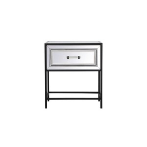 Elegant Lighting 21 inch mirrored one drawer end table in black - 1 of 4